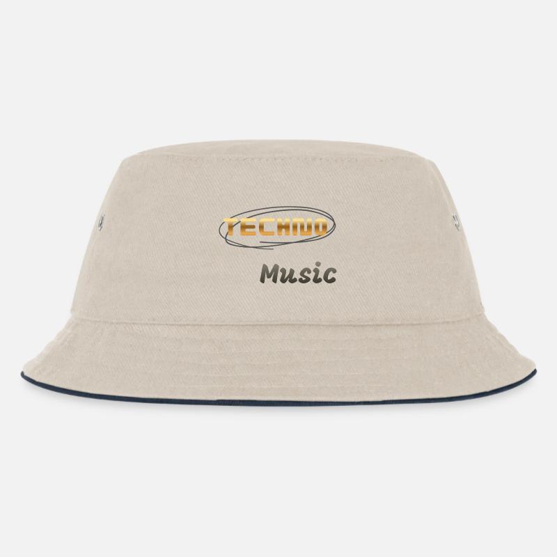 Techno-Musik - Kinder Bucket Hat - Natur/Navy