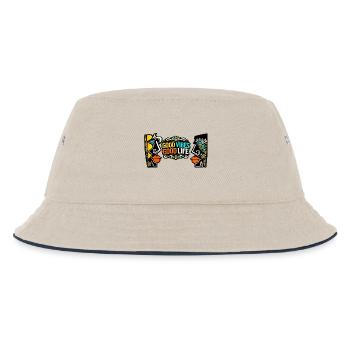 Good Zeiten Good Life Kunst Print - Kinder Bucket Hat - Natur/Navy - Vorne