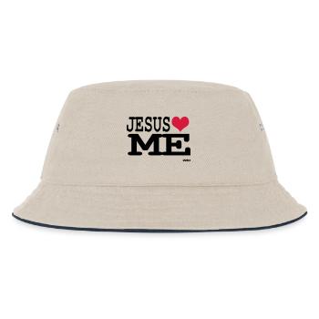 jesus loves me - Kinder Bucket Hat - Natur/Navy - Vorne