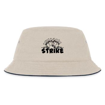 Bowling Strike , Fun Shirt , Strike (25) - Kinder Bucket Hat - Natur/Navy - Vorne