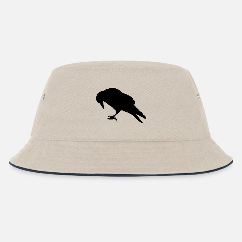 Expandables Crow / Krähe / Raabe sitzend - Kinder Bucket Hat - Natur/Navy