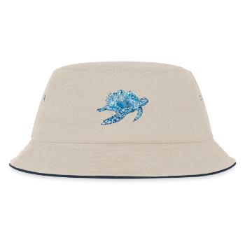 fantasievolle blaue Wasserschildkröte mit Korallen - Kinder Bucket Hat - Natur/Navy - Vorne
