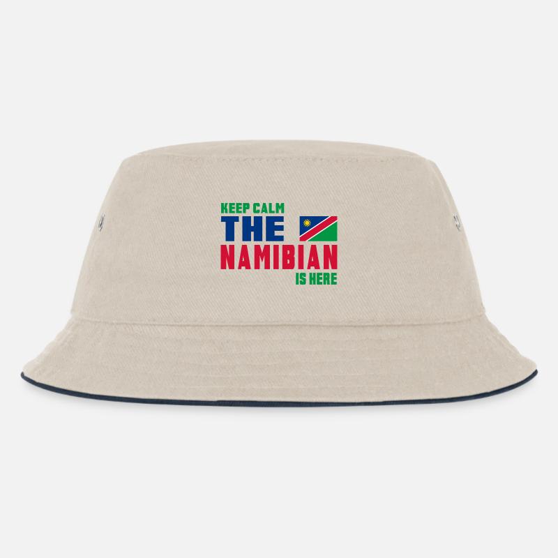 Keep Calm Namibia Flaggen Design - Kinder Bucket Hat - Natur/Navy