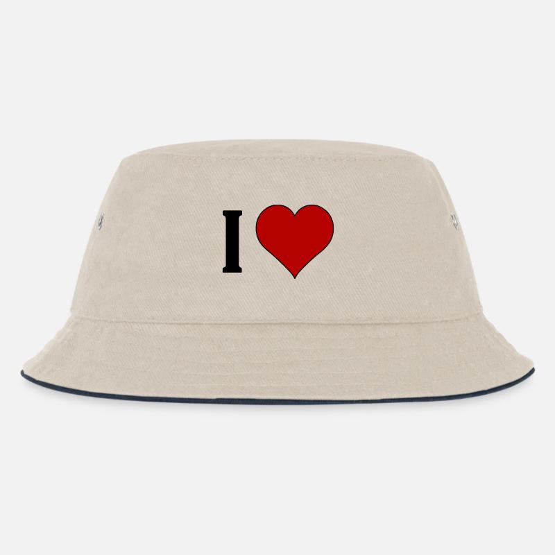 I ♥️ .......... - Kinder Bucket Hat - Natur/Navy