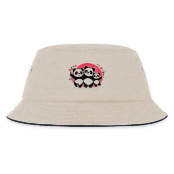 Pandas Family - 1 Elternteil 2 Kinder - Kinder Bucket Hat - Natur/Navy - Vorne