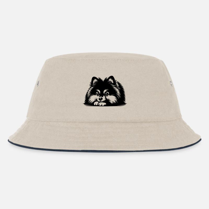 Zwergspitz Kopf mit Pfoten - Kinder Bucket Hat - Natur/Navy