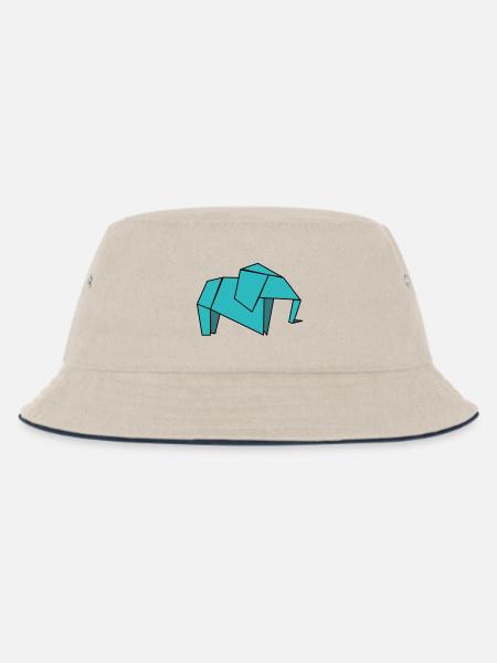Origami Elephant - Kinder Bucket Hat - Natur/Navy