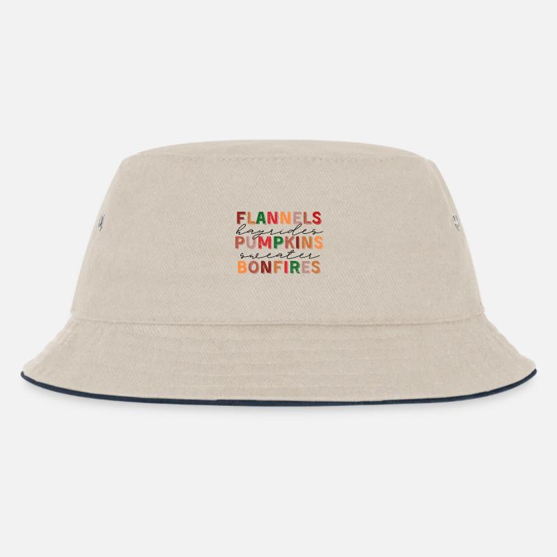 🍂 Flannels, Pumpkins & Bonfires – Fall Vibes  - Kinder Bucket Hat - Natur/Navy