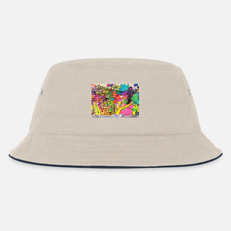 Bunter Papagei - Kinder Bucket Hat - Natur/Navy