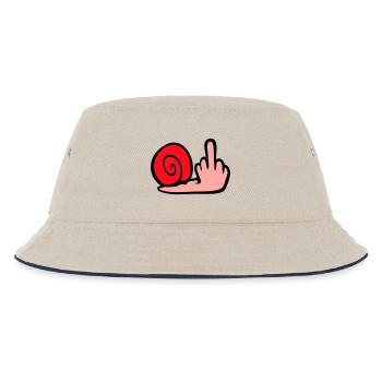 Schnecke Mittelfinger Beleidigung Wichser Fuck You - Kinder Bucket Hat - Natur/Navy - Vorne