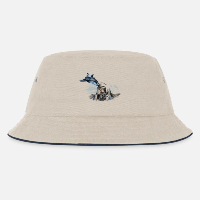 Jet Pilot - Kinder Bucket Hat - Natur/Navy