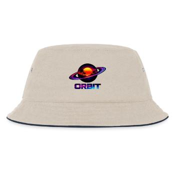 Geometrische Saturn-Umlaufbahn Retro Synthwave 80s - Kinder Bucket Hat - Natur/Navy - Vorne