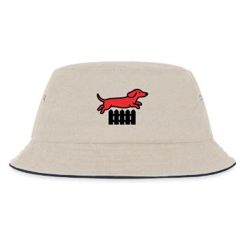 Dackel Sprung Zaun Agility - Kinder Bucket Hat - Natur/Navy - Vorne