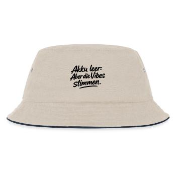 Akku leer: Aber die Vibes stimmen. - Kinder Bucket Hat - Natur/Navy - Vorne