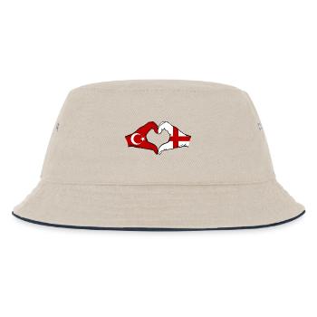 Turquie Angleterre Drapeau Mains Coeur Forme - Bob Enfant - blanc cassé/bleu marine - Devant