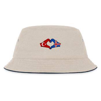 Turkey Iceland Flag Hands Heart Shape - Kids’ Bucket Hat - ecru/navy - Front