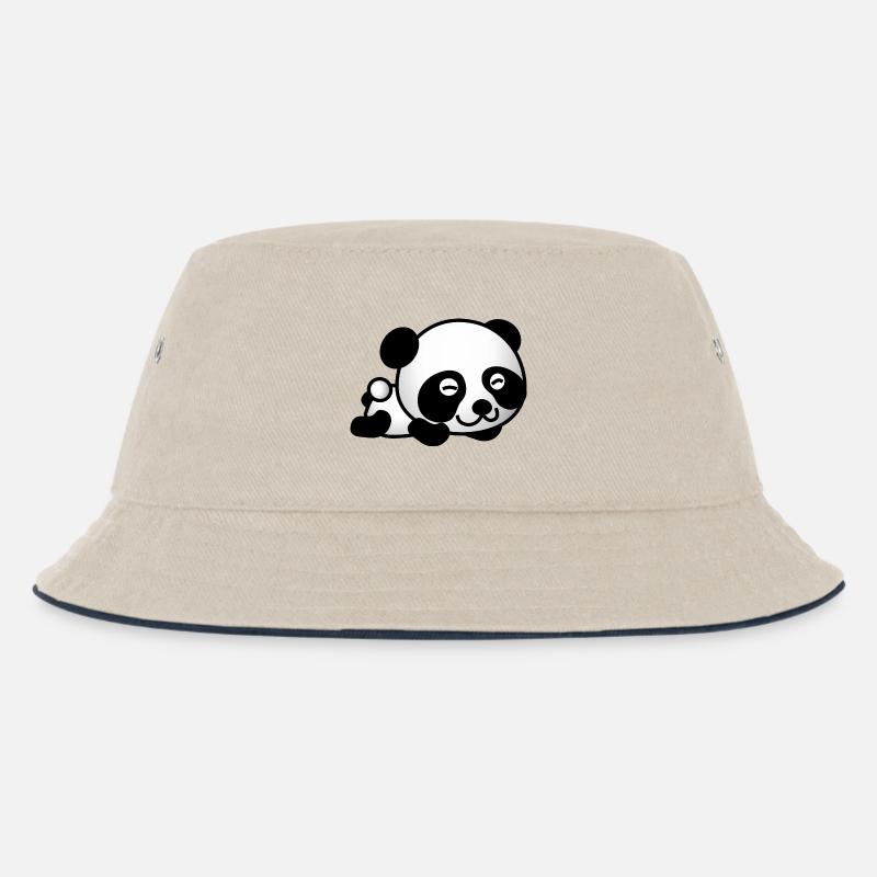 Glücklicher Panda - Kinder Bucket Hat - Natur/Navy