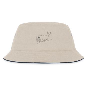 Blauwal mit Skateboard - Kinder Bucket Hat - Natur/Navy - Vorne