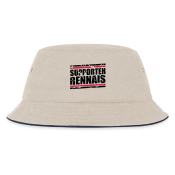 Weinlese-Bär Rennais - Kinder Bucket Hat - Natur/Navy - Vorne