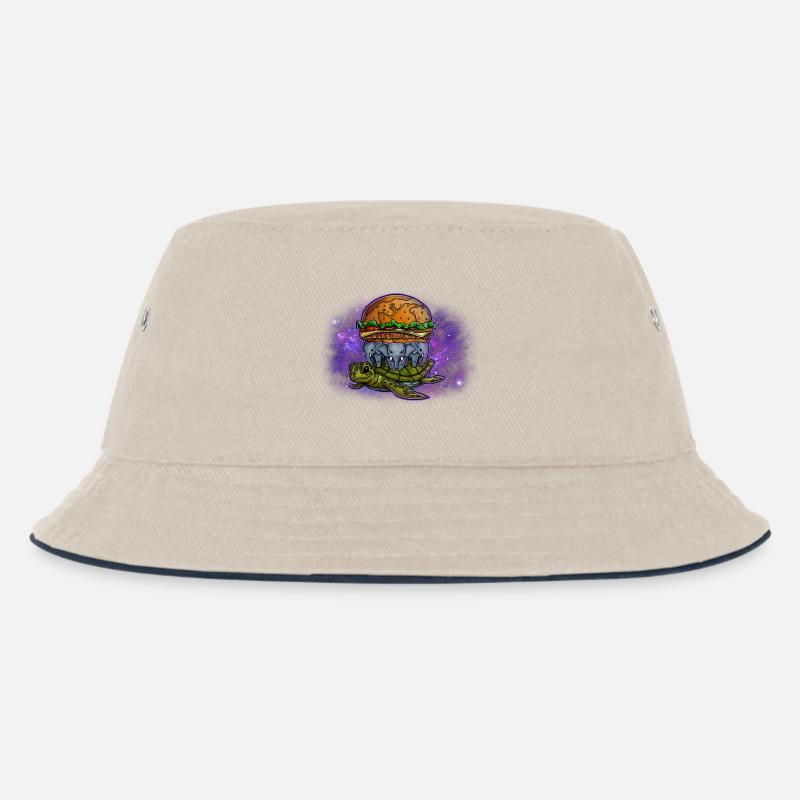 Flat Earth Burger in Space - Kinder Bucket Hat - Natur/Navy
