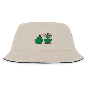 Hochzeit - JGA - Braut - Paar - Froschpärchen - 3C - Kinder Bucket Hat - Natur/Navy - Vorne