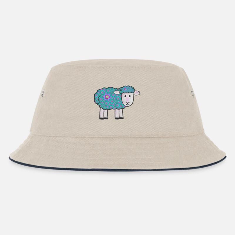 Spiral Sheep Pattern - Kids’ Bucket Hat - ecru/navy