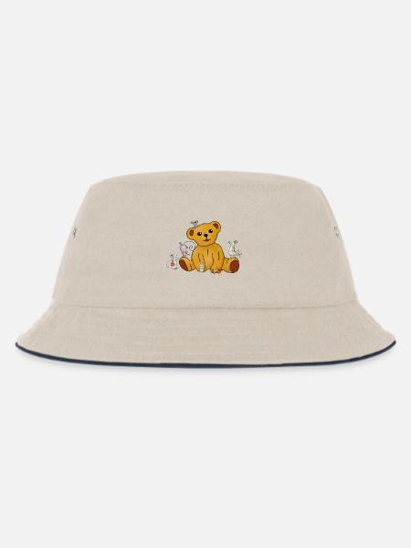 Mäuse nähen Teddy - Kinder Bucket Hat - Natur/Navy