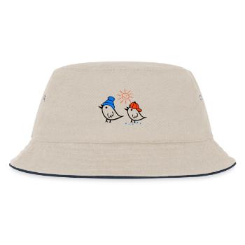 Spatz, Sonne, Frühling - Kinder Bucket Hat - Natur/Navy - Vorne