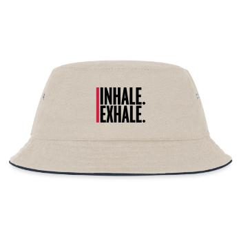 inhale exhale yoga Zitat - Kinder Bucket Hat - Natur/Navy - Vorne