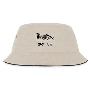 Bannière de texte d’attributs de coiffeurs - Bob Enfant - blanc cassé/bleu marine - Devant