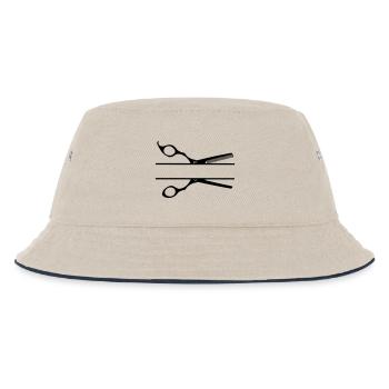 Text banner logo friseurkamm schere - Kinder Bucket Hat - Natur/Navy - Vorne