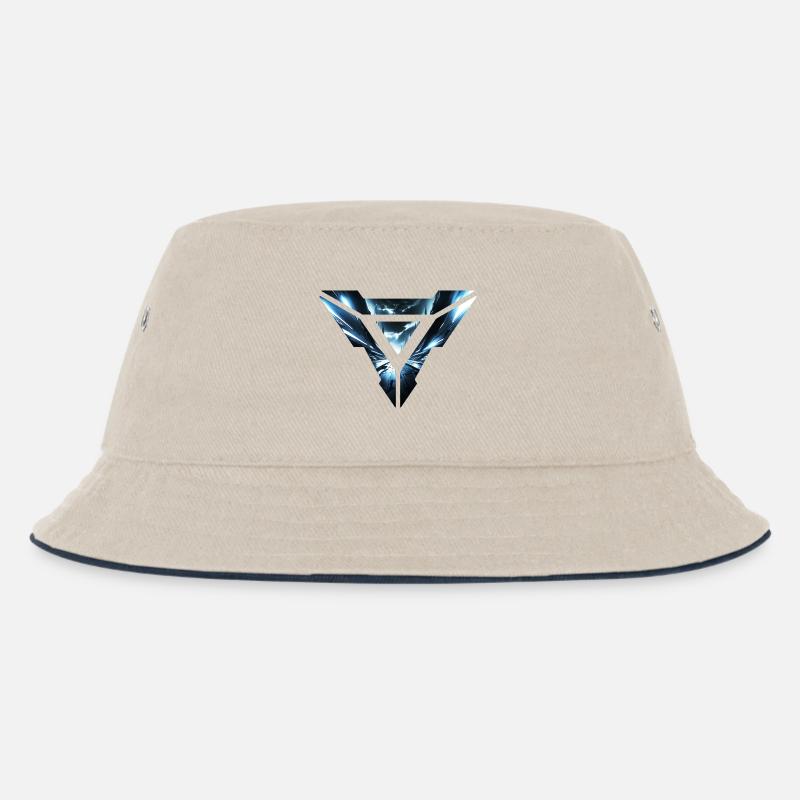 Futuristic Cyber Realm Triangular Design - Kids’ Bucket Hat - ecru/navy