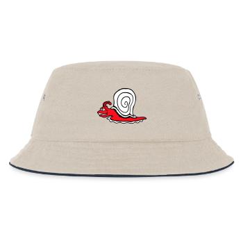 Schnecke Schnell Kriechen Lustig Cartoon Raserei - Kinder Bucket Hat - Natur/Navy - Vorne