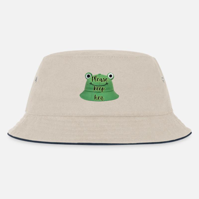 Please keep here - Frog hat - Kids’ Bucket Hat - ecru/navy