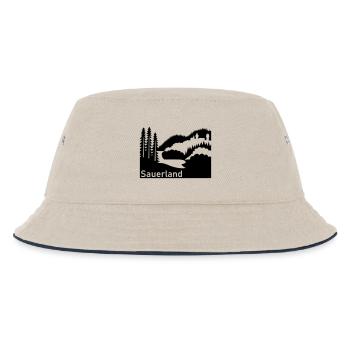Sauerland Silhouette Landscape Highway Sign - Kids’ Bucket Hat - ecru/navy - Front