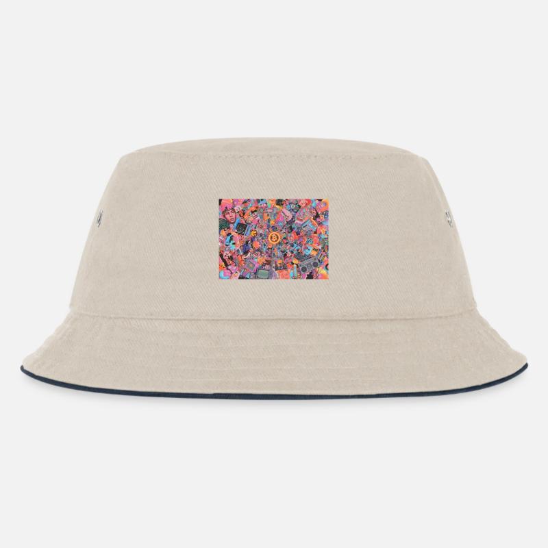 Bitcoin Bazooka – PopArt 3 - Kinder Bucket Hat - Natur/Navy