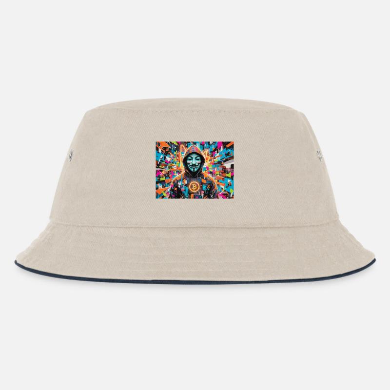 Bitcoin Bazooka - PopArt - Satoshi 3 - Kinder Bucket Hat - Natur/Navy