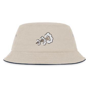 Lauter Furz Explosion Lustig Klohumor Comic Wolke - Kinder Bucket Hat - Natur/Navy - Vorne