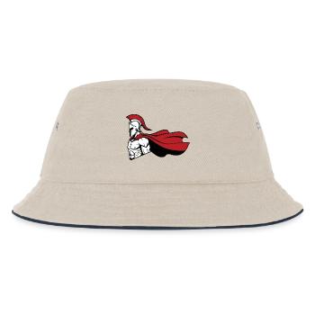 Spartiate_Guerrier_Mascotte_Casque_Cape_Rouge - Kids’ Bucket Hat - ecru/navy - Front