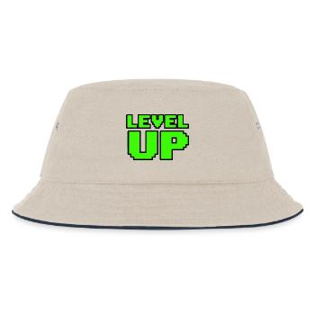 Retro Level Up Gaming T-Shirt 8Bit - Kinder Bucket Hat - Natur/Navy - Vorne