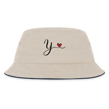 Conception initiale de monogramme en Y avec cœur - Bob Enfant - blanc cassé/bleu marine - Devant