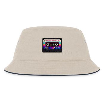 Retro Kassette Pixel Kunst - Kinder Bucket Hat - Natur/Navy - Vorne