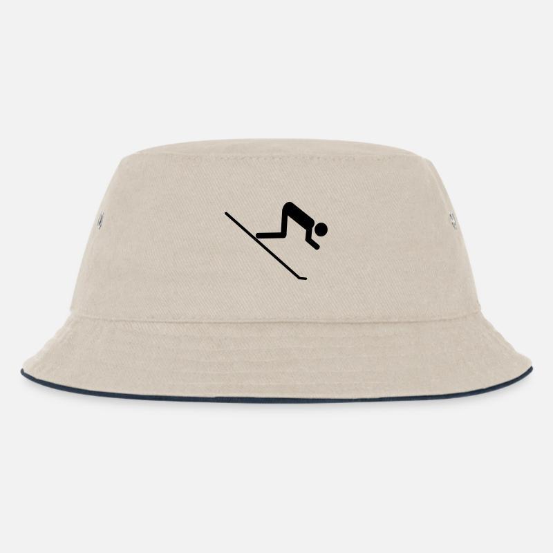 ski-run icon - Kids’ Bucket Hat - ecru/navy