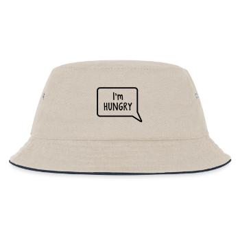 Ich bin hungrig Sprechblase Bauch Design - Kinder Bucket Hat - Natur/Navy - Vorne