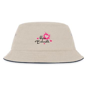Kleine Schwester - Bestes Geburtstagsgeschenk - Kinder Bucket Hat - Natur/Navy - Vorne
