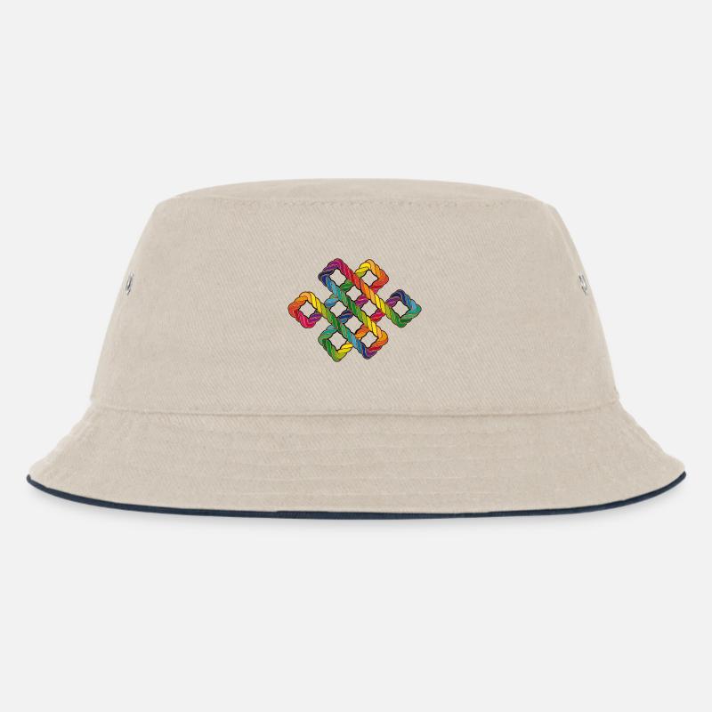 Buddhist endless knot rainbow - Kids’ Bucket Hat - ecru/navy