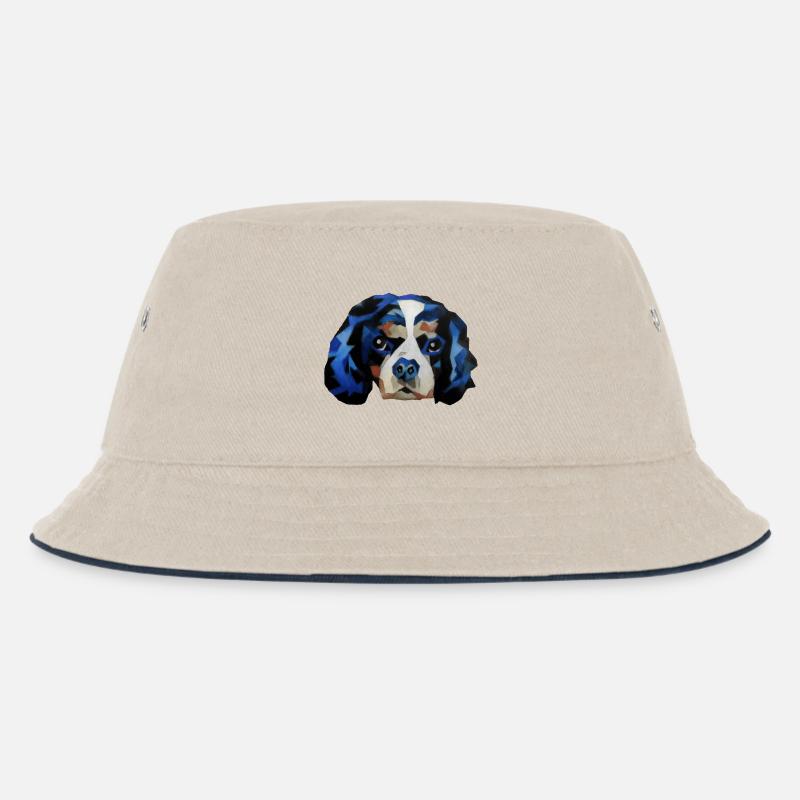Cavalier King Charles Spaniel - Kids’ Bucket Hat - ecru/navy
