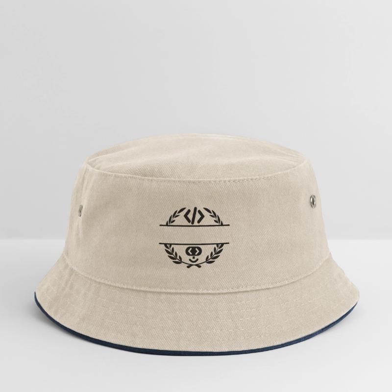 Code logo and code smiley in laurel wreath Kids’ Bucket Hat