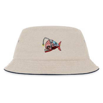Fischkollage mit Lampenblick Anglerfisch - Kinder Bucket Hat - Natur/Navy - Vorne