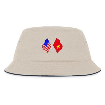 Flagge der USA und Flagge Vietnam - Kinder Bucket Hat - Natur/Navy - Vorne